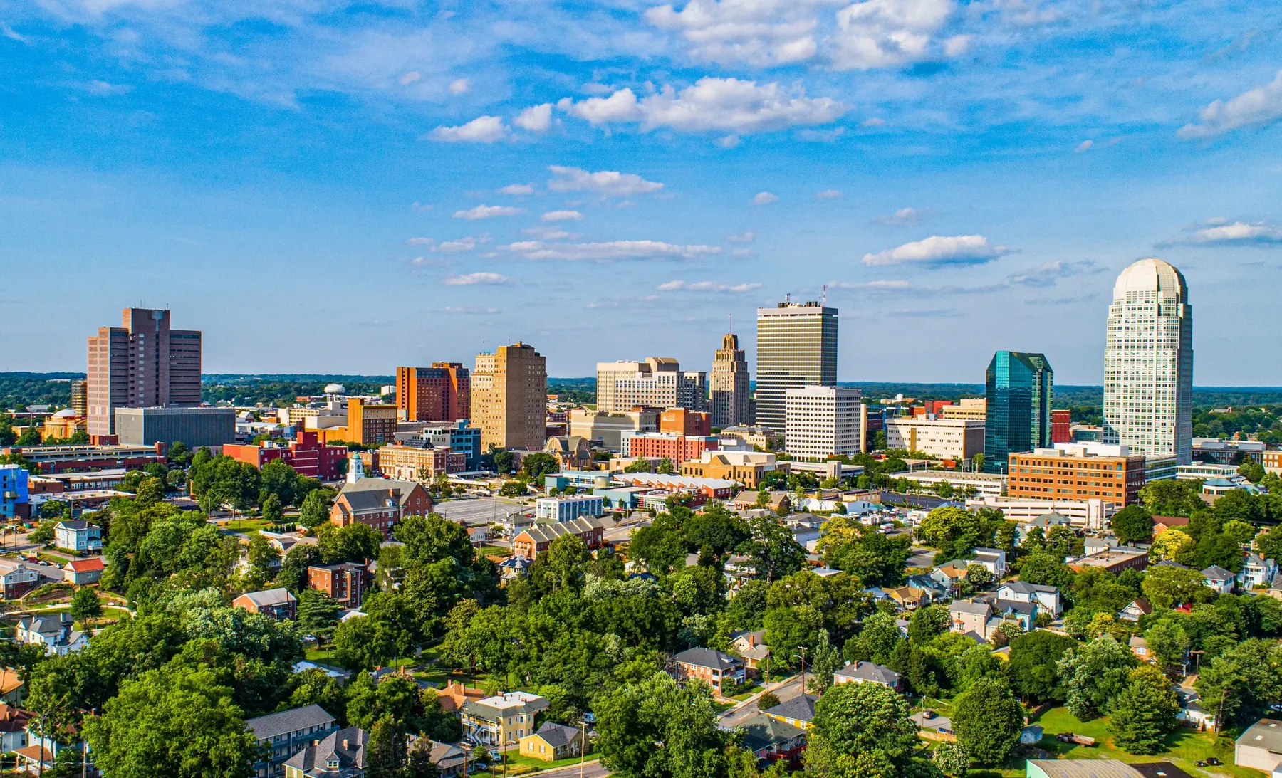 Aerial view of downtown Winston-Salem, North Carolina